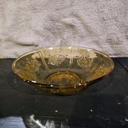Vintage Federal Glass Co. SHARON "Cabbage Rose" Amber Vegetable Bowl