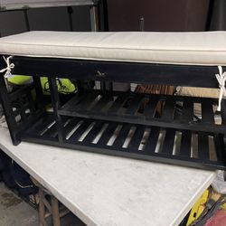  Wooden Black Shoe Rack with Bench Seat 