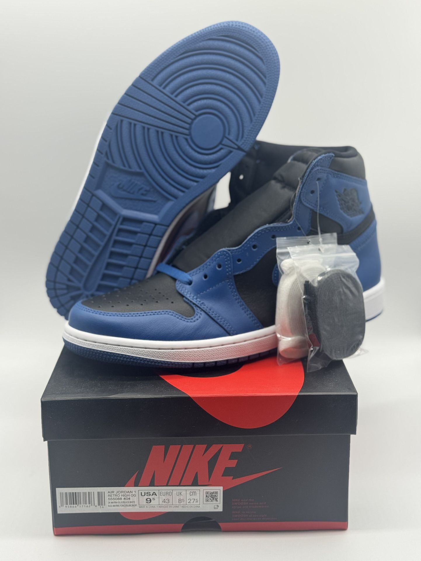 DS New Nike Air Jordan 1 Retro OG High Dark Marina Blue 555088-404 Men’s 9.5