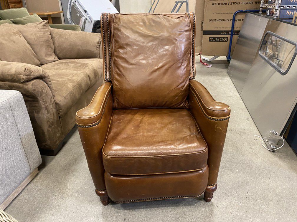 BRADINGTON-YOUNG Brown Leather Stud Trim Recliner