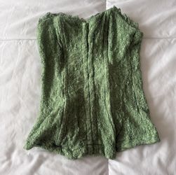 🌿✨ Vintage Fairycore Lace Corset Top – Sage Green Dream Small✨🌿