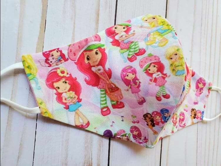 Strawberry Shortcake Vintage Face Mask Ears Loops