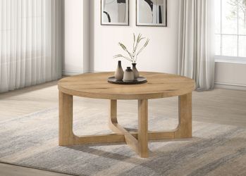 Kessler Light Oak Round Sculptural Wood Coffee Table
