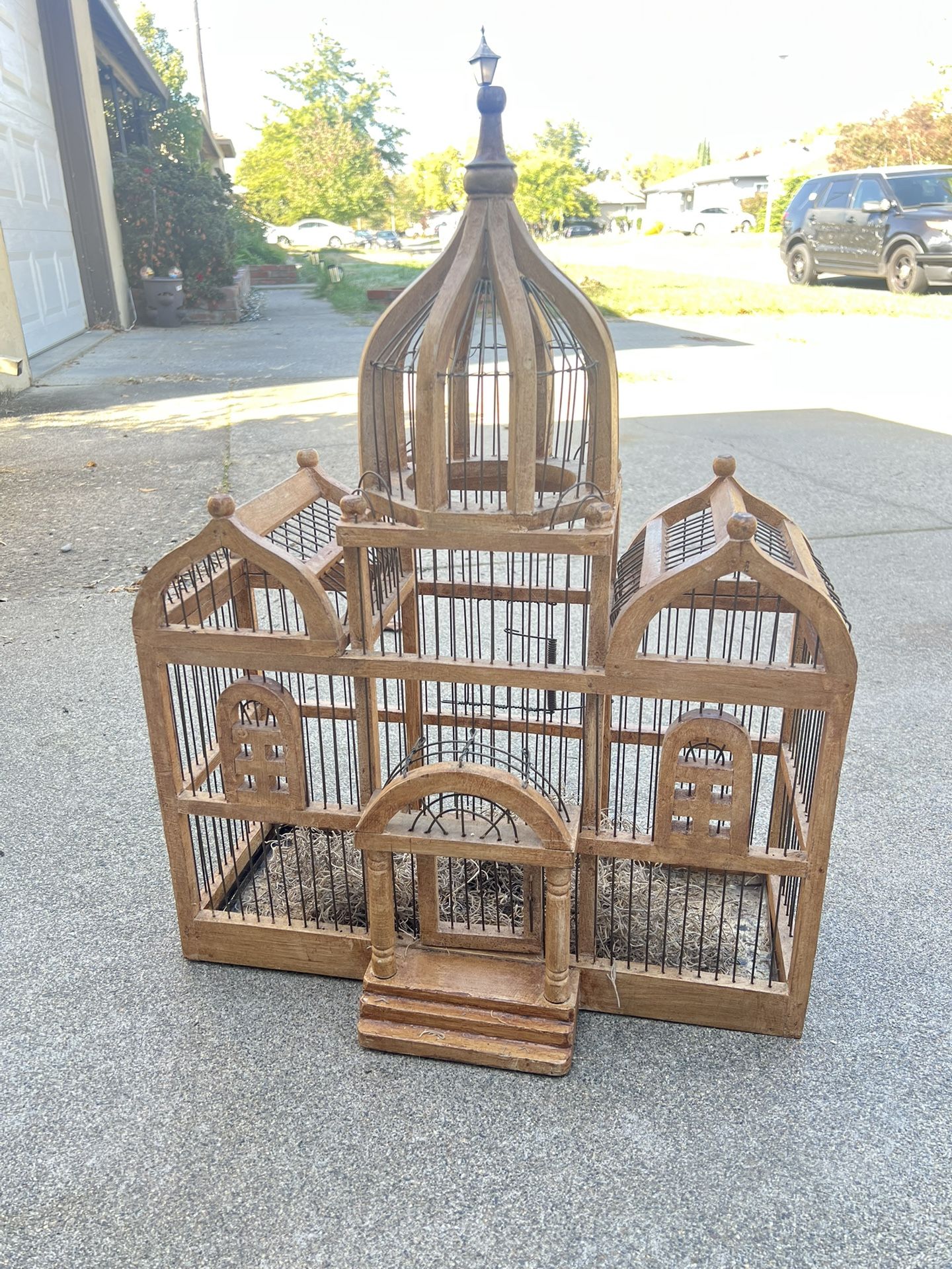 Vintage Wooden Metal Bird Cage Taj Mahal / Victorian Style