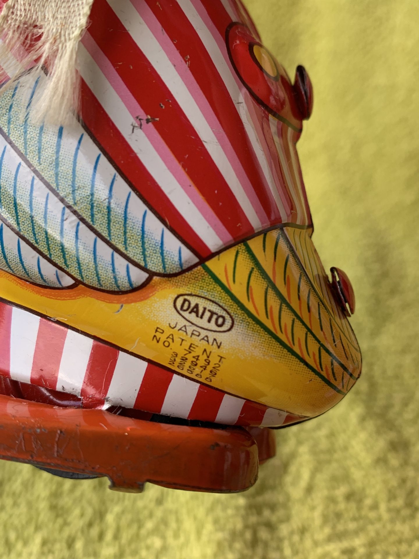 Rare 1940s Daito Tin Litho Friction Toy Duck Japan Nice Bright Colors