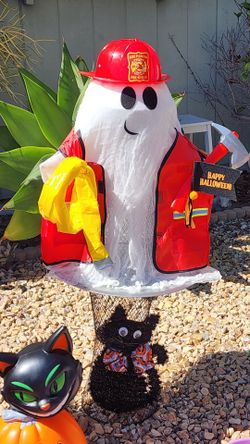 Halloween firefighter GHOST with table stand Super Cute! Large size $30