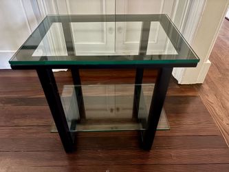 Crate & Barrel Two-Tier Glass Side Table – Excellent Condition