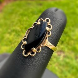 Jewelry Antique 10k solid yellow gold onyx stone 3.00CT ring sz 7.00