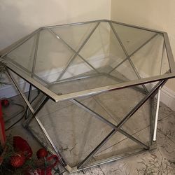 Silver glass top tables