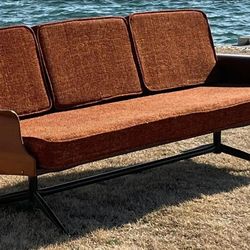 beautiful 1960's Mid Century Modern BENTWOOD SOFA COUCH DAYBED with newer foam and reupholstered cushions