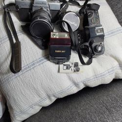 Cameras SLR Minolta SRT 101 and Canon T50