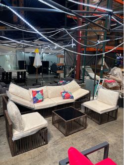 New 7 Pieces Wicker Outdoor Patio Recline Furniture set Sectional Sofa Set ottoman table