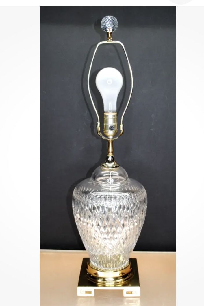 Vintage Matching Set Of Crystal/brass Lamps