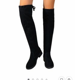 New Black Suede Over-the-Knee Boots (retail