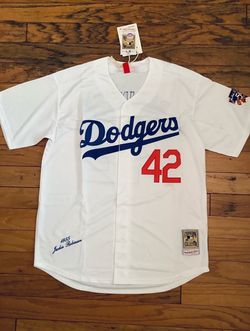 White Los Angeles dodgers Robinson Mitchell and ness jersey