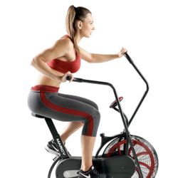 Air-Resistance Exercise Fan Bike With Dual Acction Handlebars