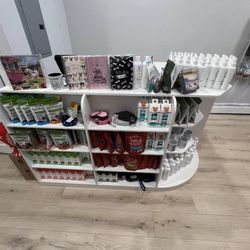 Modern Reception Cashier Desk With Open Shelving - Ideal For Offices And Waiting Areas