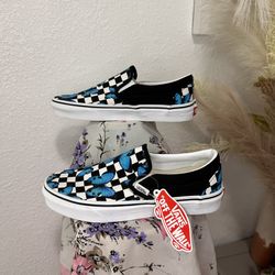 Vans Low Slipons Butterfly Checkerboard Size 7.5 Womens