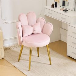 VINGLI Petal Makeup Vanity Chair with Back – Pink