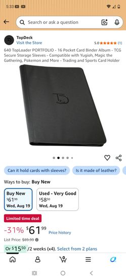 Card binder.  Toploader   640 cards