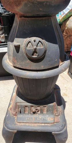Antique CAST IRON POT BELLY SINGLE BURNER WOOD COAL STOVE COMPLETE