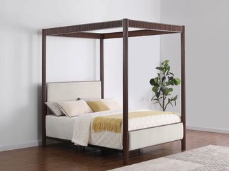 89” METAL QUEEN CANOPY BED RUST BROWN (CO360331ClEAR) $299 DELIVER AVAILABLE