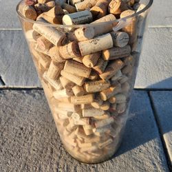large vase with corks Glass vase
diameter: 9.5"
height: 20"
$15

P.S: little chips on top(see the picture)