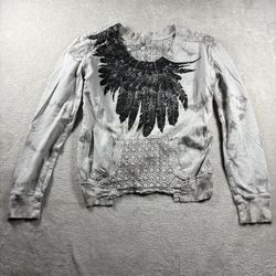 Affliction Live Fast Women’s Medium Gray Sweatshirt Festival Hippie Boho #8F