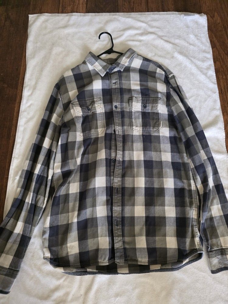 Vans Off The Wall Men’s Flannel Shirt – XL – Gray/Black Plaid