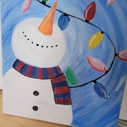 Snowman Painting On Canvas 16 X20