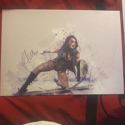 Metal Signs Signed By WWE Superstars Rhea Ripley And Cody Rhodes
