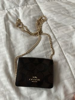 COACH Mini Wallet On A Chain In Signature Canvas