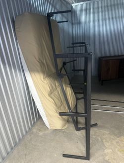 Full Size Metal Loft Bed Frame w/ Mattress – Space Saver!