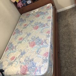 Kid’s Twin size bed frame with storage headboard, side drawer, 4 drawer chest