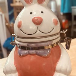 Boston Warehouse Hand Painted Earthenware Hinged Bunny Jar