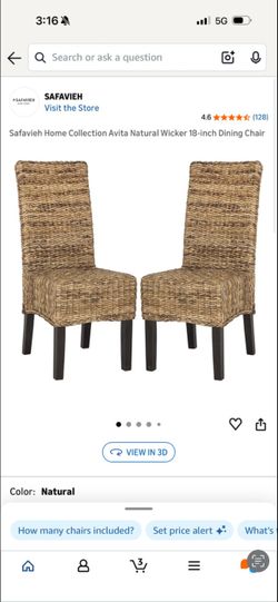 Light brown/tan Wicker 18-inch dining chairs