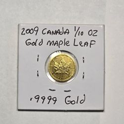2009 Gold Canada Maple Leaf 1/10oz