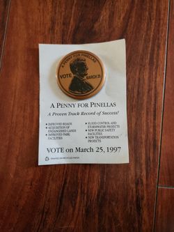 Vintage Penny For Pinellas Pin 