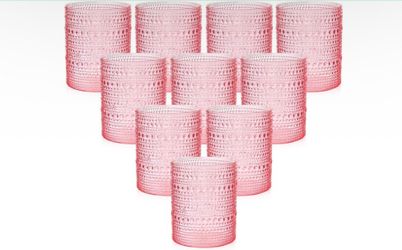 (24) 14oz Pink Plastic Drinking Glasses