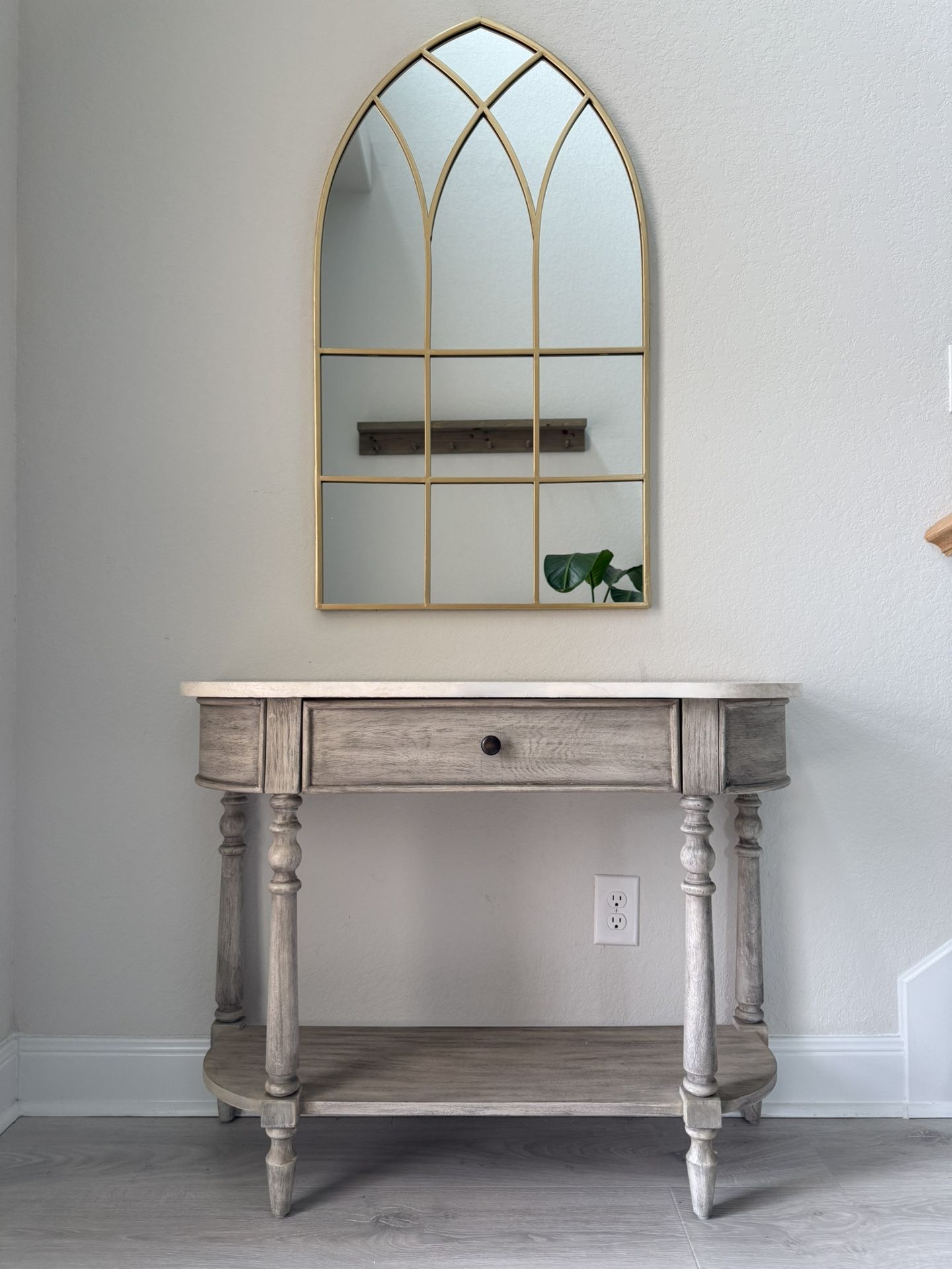 Wood and marble 40 inch console entry way table with free 42 inch ...