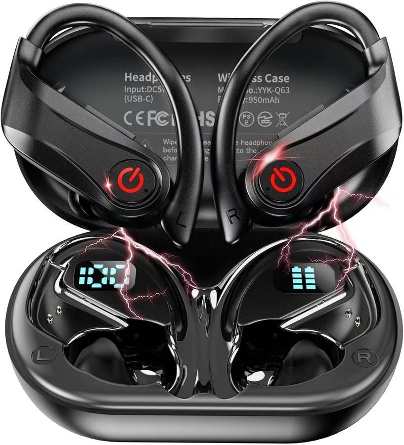 new Wireless Earbuds Bluetooth 5.3 Sport True Wireless Earbuds with Microphone, Over-Ear Stereo Bass Ear Buds with Earhooks,Ear Phone Wireless Earbuds