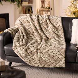 Quilted Faux Fur Throw Blanket