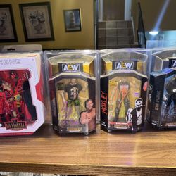Wwe/Aew Signed Wrestling Figure Bundle 