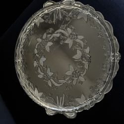 Vintage Mikasa Cake Plate Original By WALTHER GLAS-"Angelique" Crystal Glass 13"