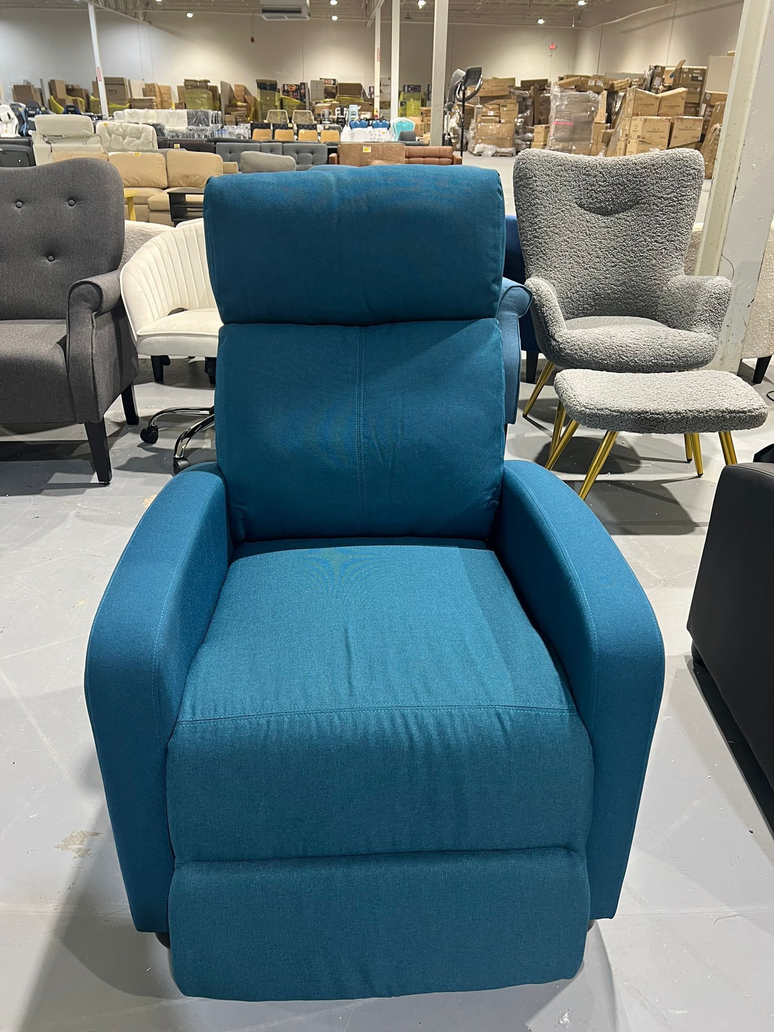 Fabric Recliner Sofa Modern Single Recliner Sofa Home Theater Seating with Thick Seat Cushion, Backrest and Pocket Spring, Blue