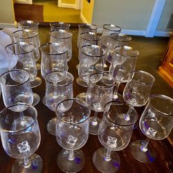 Beautiful Lennox, Handblown, Silver Rimmed Vintage Wine Glasses