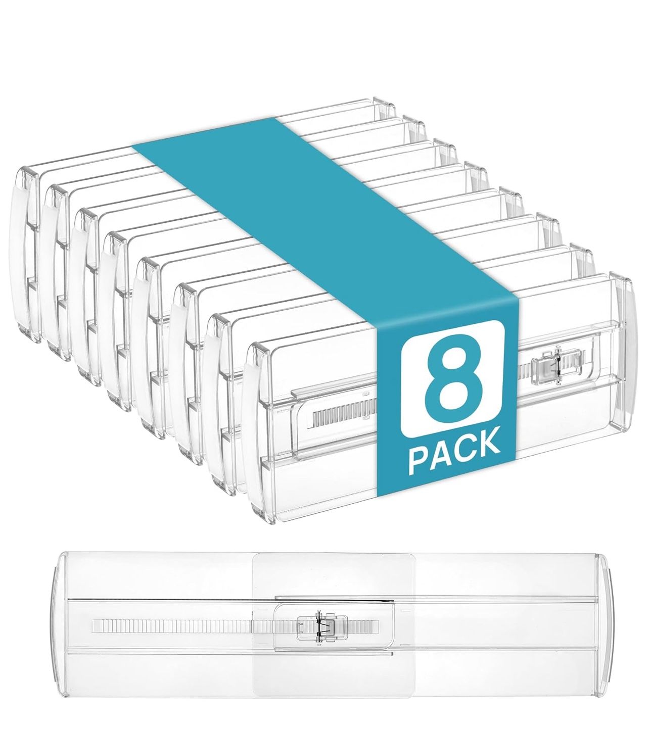 Vtopmart 8 Pack Drawer Dividers for Clothes, 4" High 10.2"-16.6" Adjustable Expandable Dresser Drawer Organizer, Clear Plastic Separators for Dresser,