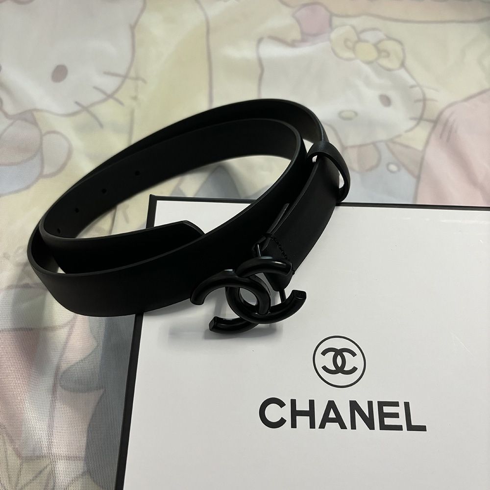 Patent Calfskin Cc Belt Black