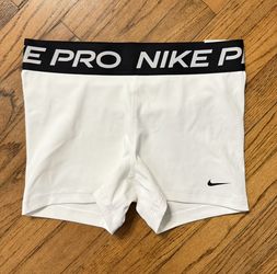 Size S Nike Pro Women's 3" Training Shorts in white with a black waistband