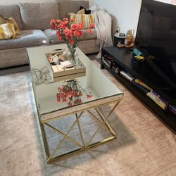 Mirrored and Gold Coffee Table 